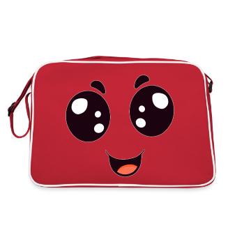 Augen Mund der Lacht und süß aussieht Halloween - Retro Tasche - Rot/Weiß - Hinten