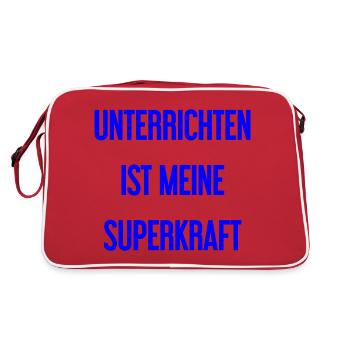 Unterrichten - Meine Superkraft! - Retro Tasche - Rot/Weiß - Hinten