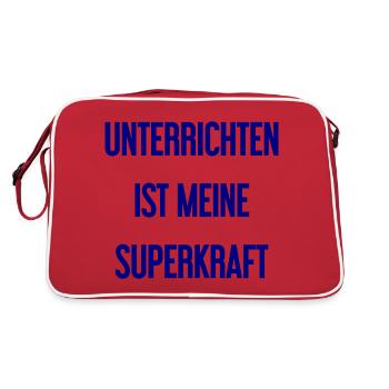 Unterrichten - Meine Superkraft! - Retro Tasche - Rot/Weiß - Hinten