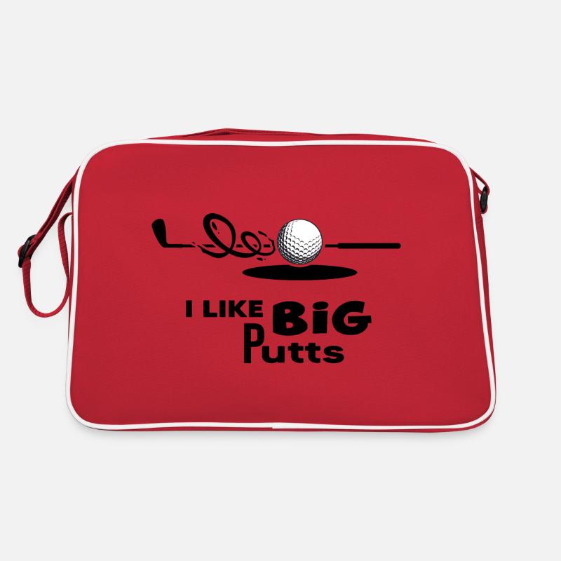 Golf Golfplatz Golfspieler beim"Einlochen" - Retro Tasche - Rot/Weiß