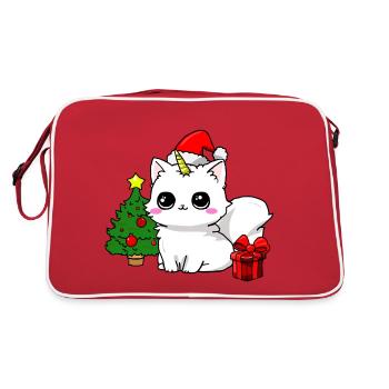 Chat-licorne de Noël - Sac Retro - rouge/blanc - Dos