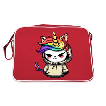 Chat-licorne espiègle - Sac Retro - rouge/blanc - Dos