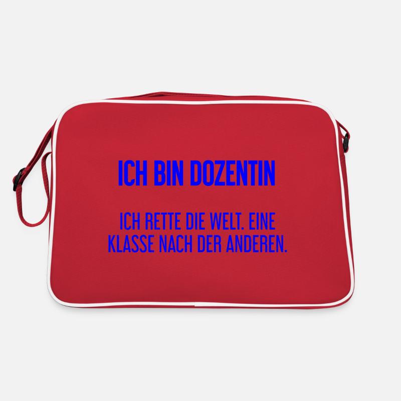 Ich bin Dozentin - ich rette die Welt - Retro Tasche - Rot/Weiß