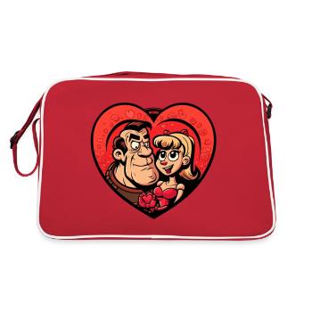 Valentinstag Cartoon Liebespaar - Retro Tasche - Rot/Weiß - Hinten