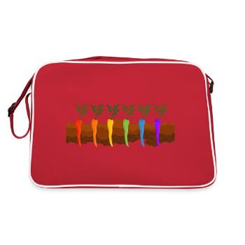 garden organic farmer-love vegetable bed carrot rainbow - Retro Bag - red/white - Back