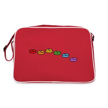 Krankenschwester Nurse bunte Pille Nachtschwester - Retro Tasche - Rot/Weiß - Hinten