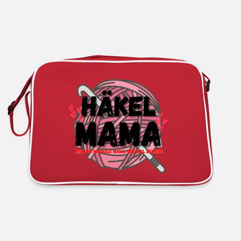 Häkelmama! Häkeln Mutter rosa Herz rot pink Mama Retro Tasche