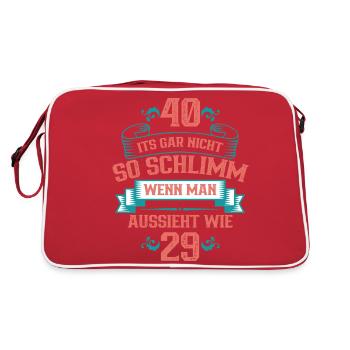40 ist nicht so schlimm, wenn man aussieht wie 29 - Retro Tasche - Rot/Weiß - Hinten