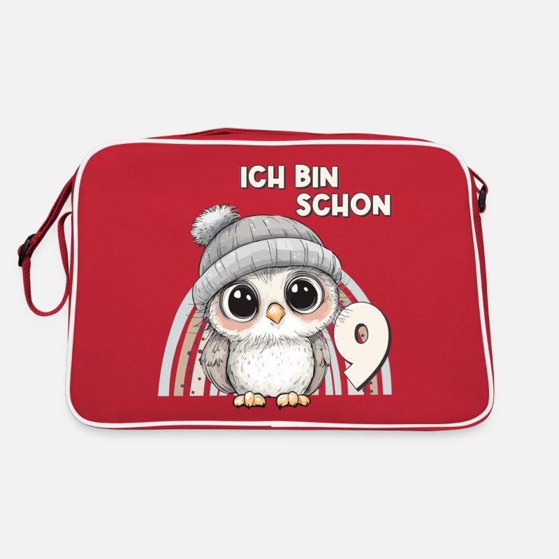9. Geburtstag Eule Regenbogen Süß Niedlich Retro Tasche
