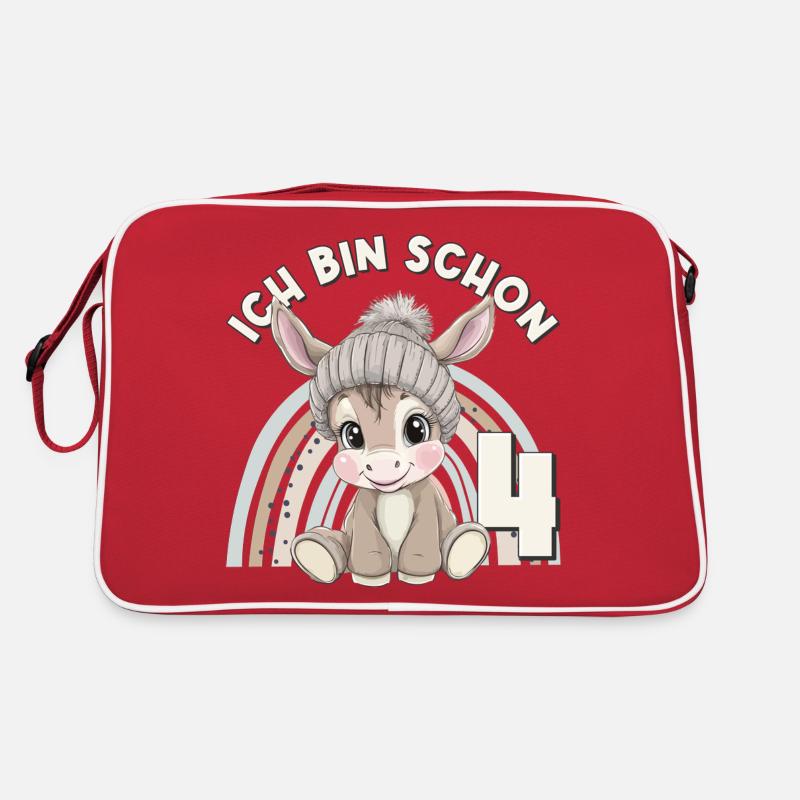 4. Geburtstag Esel Regenbogen Süß Niedlich Retro Tasche