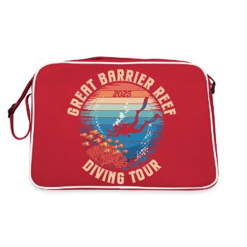 DivingTour Great Barrier Reef 2025 - Retro Tasche - Rot/Weiß - Hinten