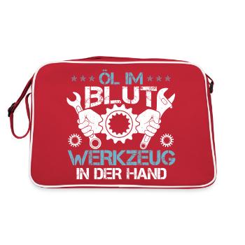 Öl Im Blut - Retro Tasche - Rot/Weiß - Hinten