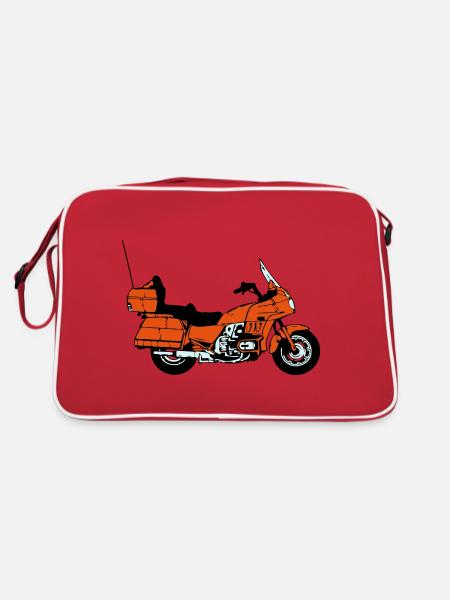 Motorrad , Goldwing , Chopper , Kult(25) - Retro Tasche - Rot/Weiß - Hinten