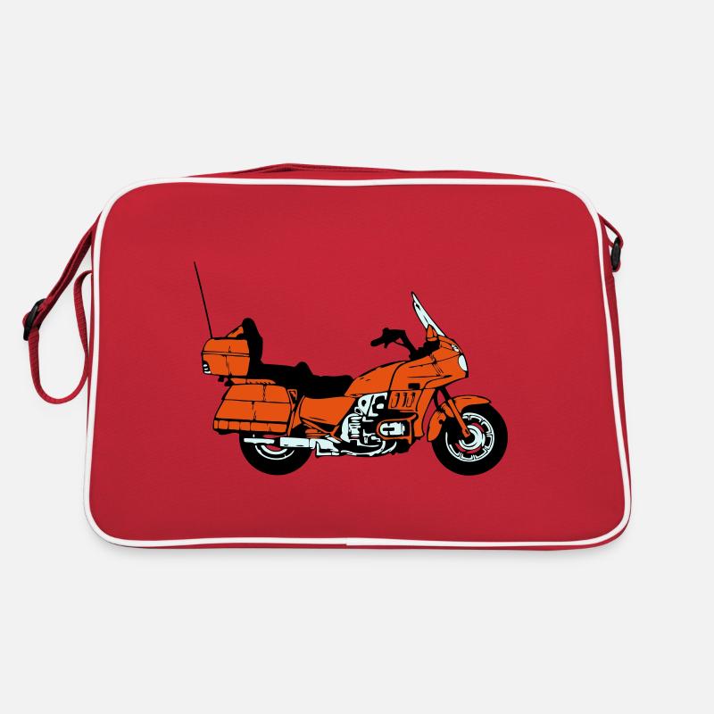 Motorrad , Goldwing , Chopper , Kult(25) - Retro Tasche - Rot/Weiß
