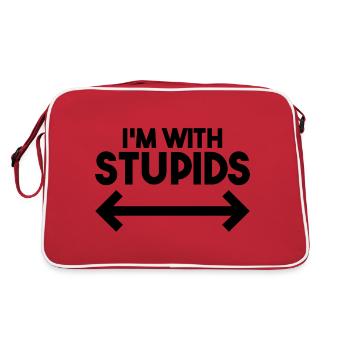 I'm With Stupids - Funny - Retro Bag - red/white - Back