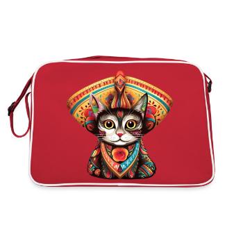 Chat en vêtements traditionnels sud-américains - Sac Retro - rouge/blanc - Dos