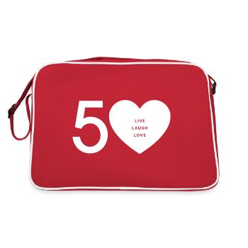 50 - live. laugh. Love. - Retro Bag - red/white - Back