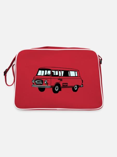 Barkas , Ostalgie , DDR Kult , Youngtimer (25) - Retro Tasche - Rot/Weiß - Hinten