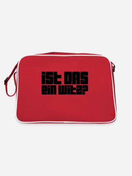 soll das witzig sein? - Retro Tasche - Rot/Weiß - Hinten