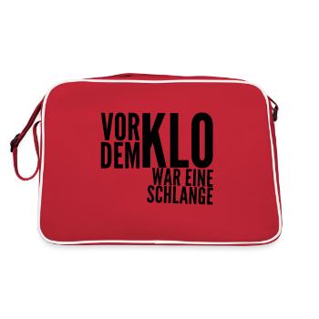 eine Schlange vor dem Klo - Retro Tasche - Rot/Weiß - Hinten