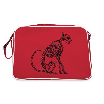 Chaton squelette – Effrayant, mignon et anatomique - Sac Retro - rouge/blanc - Dos