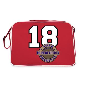 18th Birthday ,Age of Age , Aged to Perfection(25 - Retro Bag - red/white - Back