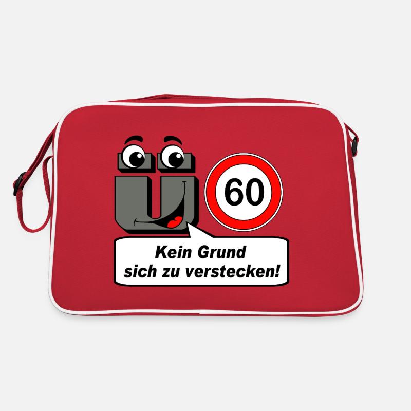 60th birthday, no reason to hide - Retro Bag - red/white