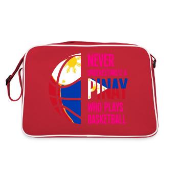 Philippinen Pinay Flagge Basketball I Geschenk - Retro Tasche - Rot/Weiß - Hinten