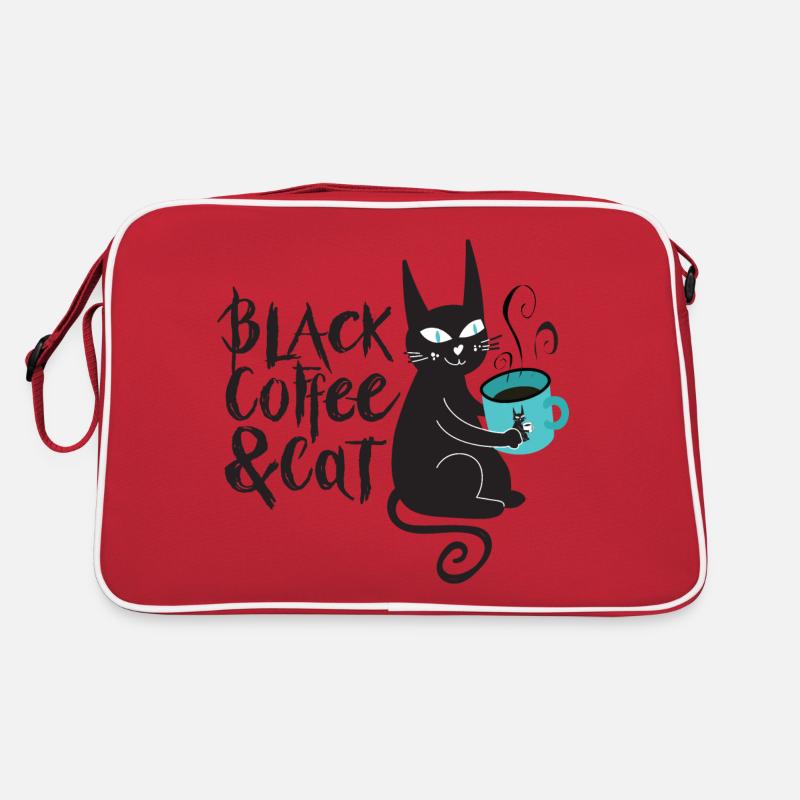 black coffee and black cat, coffee first ! Retro Bag