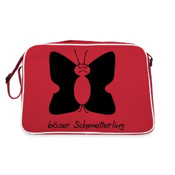 böser Schmetterling - Retro Tasche - Rot/Weiß - Hinten