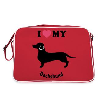 Ich liebe meinen Dackel - Retro Tasche - Rot/Weiß - Hinten