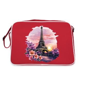 Paris, Tour Eiffel, France, City, Skyline, Fleurs - Sac Retro - rouge/blanc - Dos