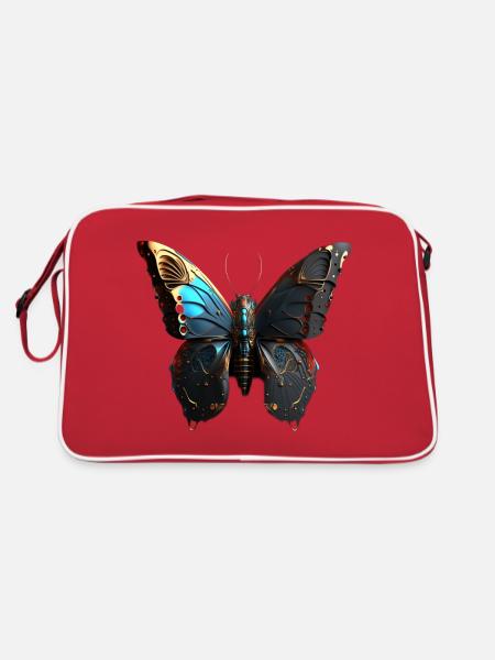 Schmetterling II - Retro Tasche - Rot/Weiß - Hinten