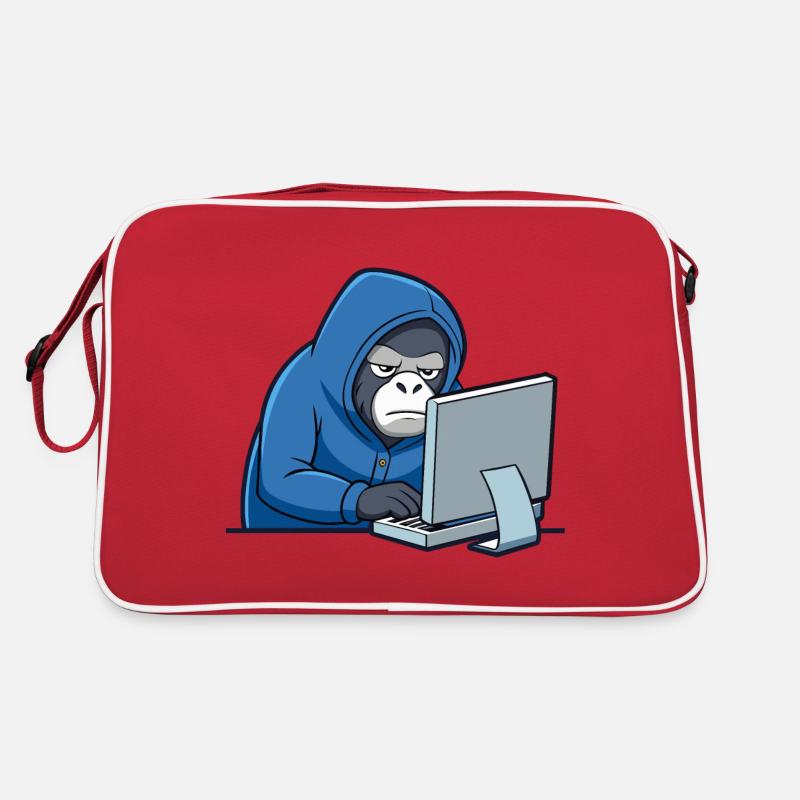Mignon gorille hacker en sweat à capuche devant le PC Sac Retro