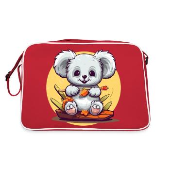 Clumsy koala with sushi - Retro Bag - red/white - Back