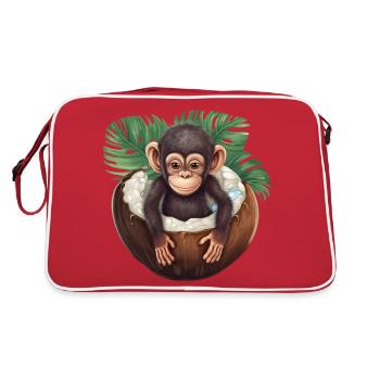 Monkey bathes in coconut - Funny summer design - Retro Bag - red/white - Back