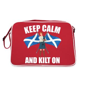 Keep Calm And Kilt On For A Kilt Guy - Retro Tasche - Rot/Weiß - Hinten