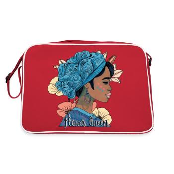Frau mit Orchidee - Retro Tasche - Rot/Weiß - Hinten