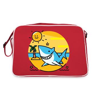 Shark on the beach bathes in the sun - Retro Bag - red/white - Back
