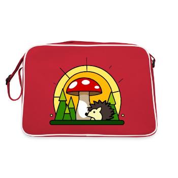 Little hedgehog under a fly agaric - Retro Bag - red/white - Back