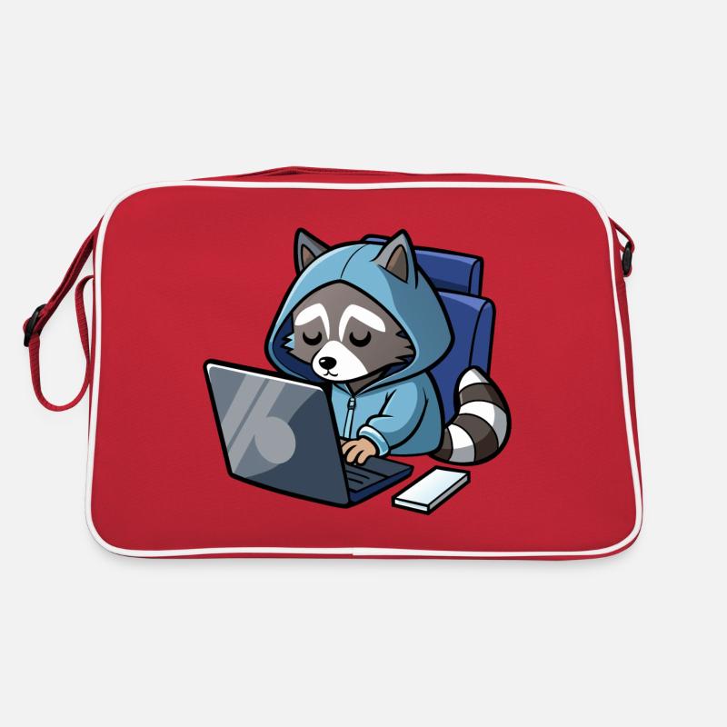 Raton laveur pirate mignon en sweat à capuche devant PC Sac Retro