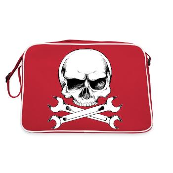 Screwdriver Mechanic Skull Logo - Retro Bag - red/white - Back