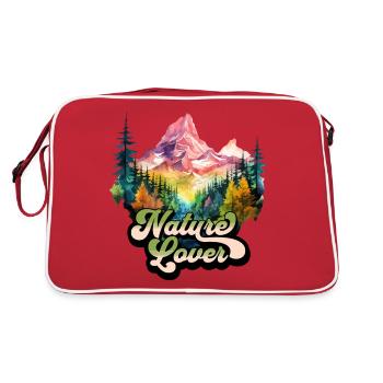 Natur Bunt Berge Bergsteigen Wandern Klettern - Retro Tasche - Rot/Weiß - Hinten