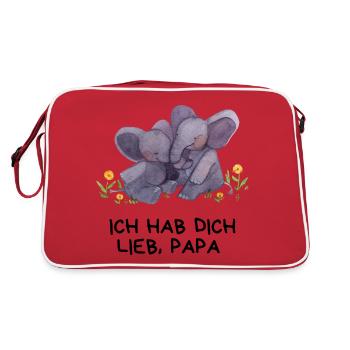 Ich hab dich lieb Papa - Retro Tasche - Rot/Weiß - Hinten