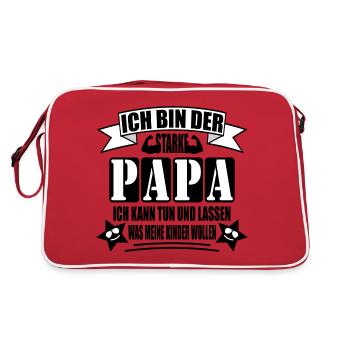 Ich bin der starke Papa - Retro Tasche - Rot/Weiß - Hinten