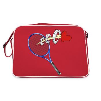 tennis matchball tennisball fuzzy-balls tennislove - Retro Tasche - Rot/Weiß - Hinten