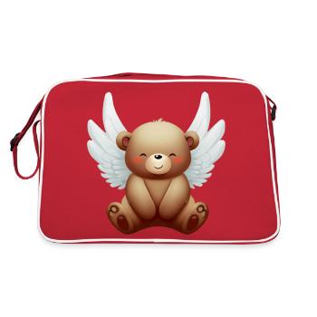 Bear with angel wings, Spiritual animal design - Retro Bag - red/white - Back