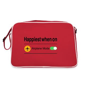 Happiest when on Airport Mode - Retro Tasche - Rot/Weiß - Hinten
