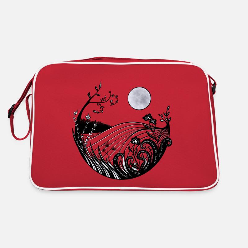 Vollmondlandschaft Retro Tasche