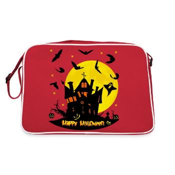 Halloween-Nacht - Retro Tasche - Rot/Weiß - Hinten